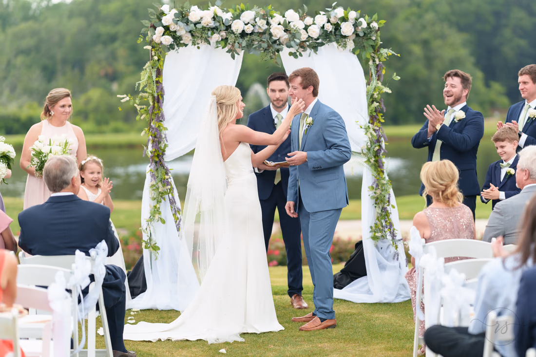 Wiping makeup off the groom - Pawleys Plantation