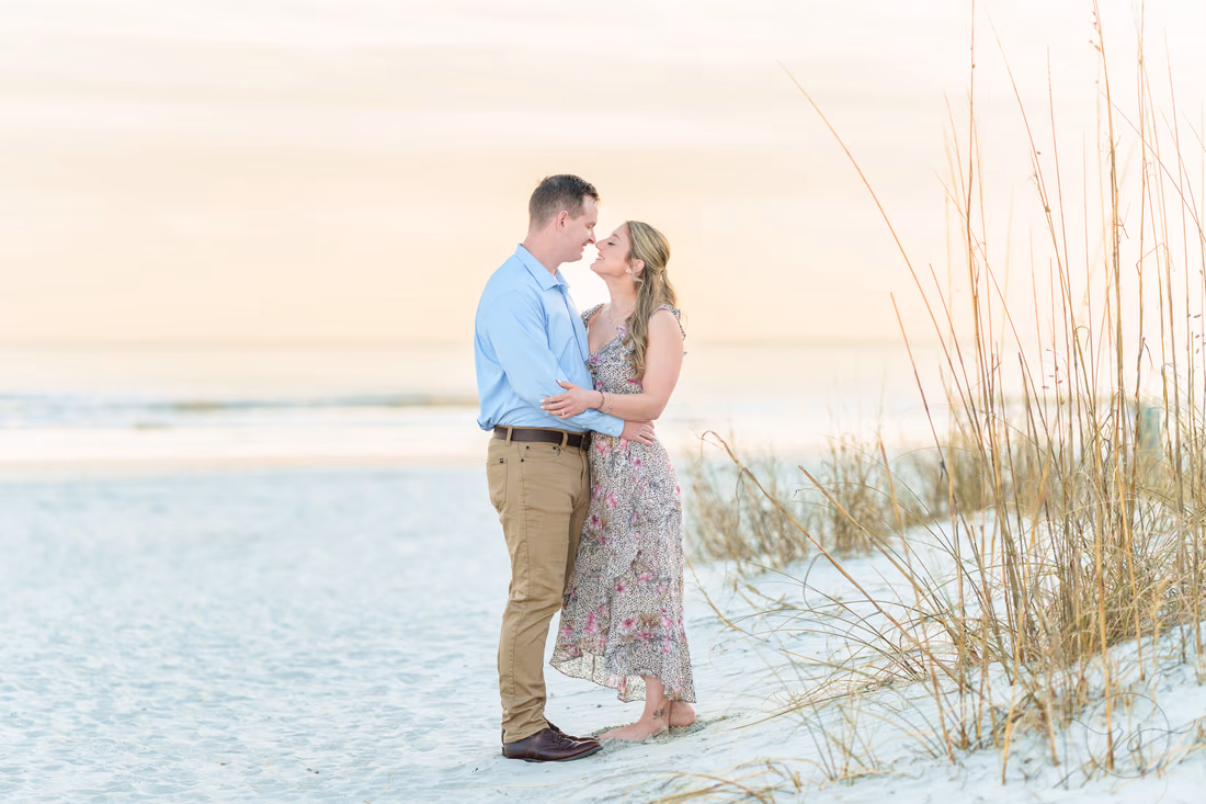 Couple smiling together by the sea oats - Cherry Grove Point