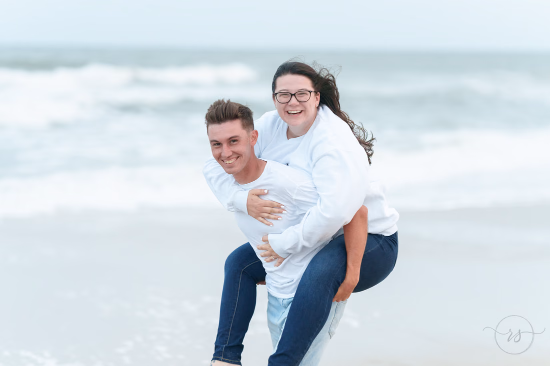 Piggyback ride by the waves - Huntington Beach State Park