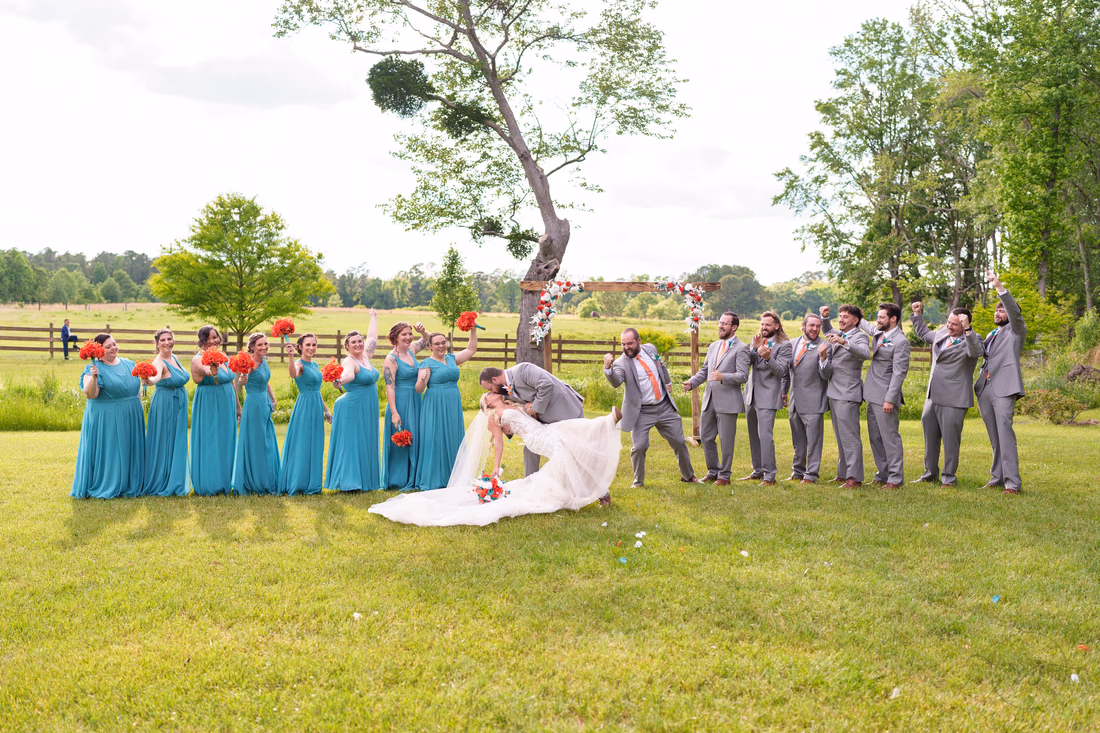 Dip with cheers from the wedding party - Wildhorse at Parker Farms