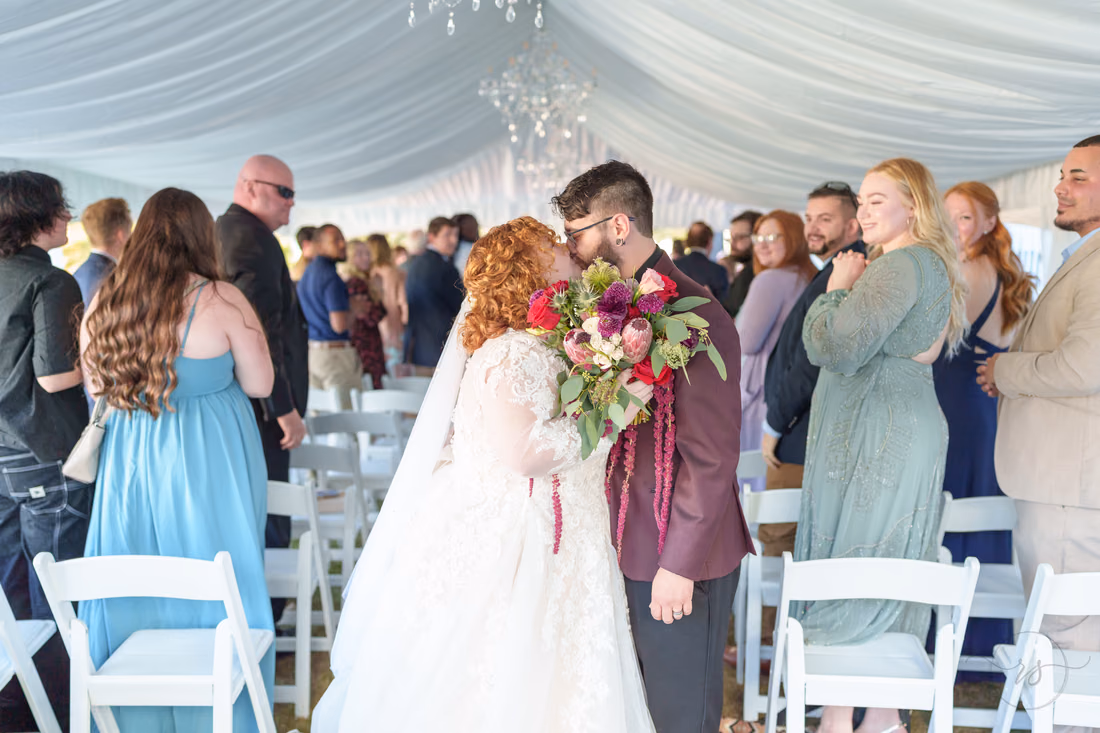 Kiss walking down the aisle - The Cypress Inn - Conway, SC