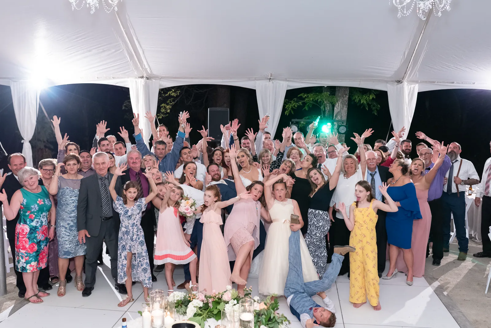 Having fun with the group shots on the dance floor - Brookgreen Gardens