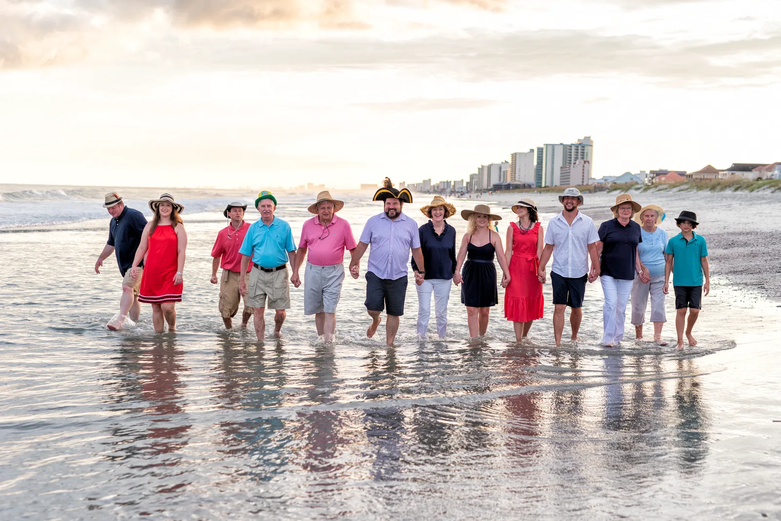 Big family group walking down the beach - Myrtle Beach