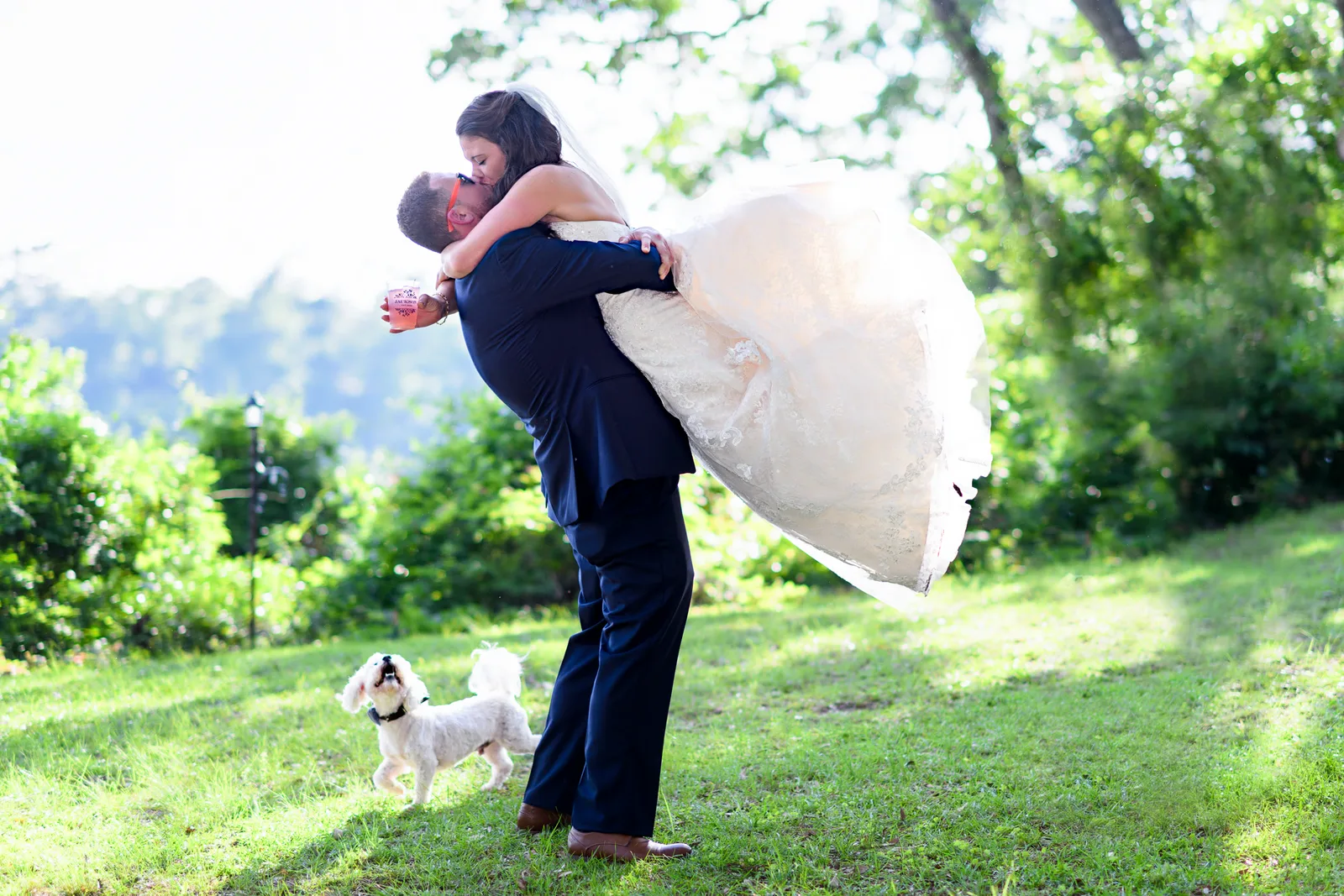 The bride's dog kept a constant eye on her - Little River