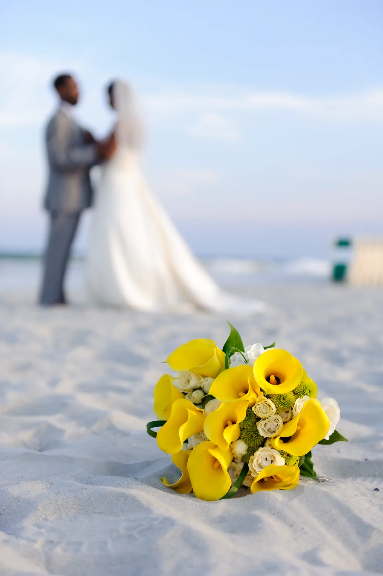 Wedding portrait, flowers in focus - Ocean Club, Grande Dunes, Myrtle Beach