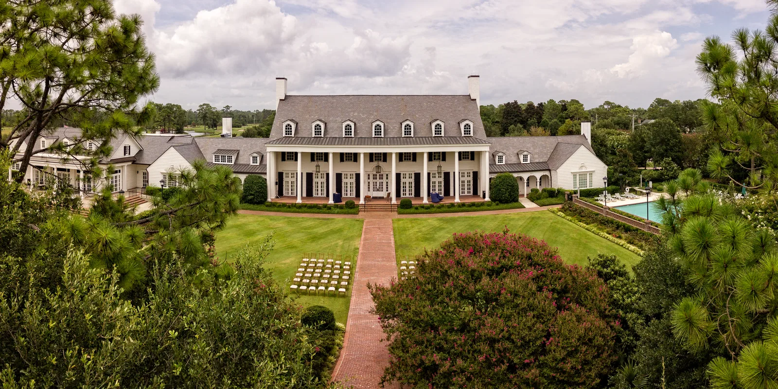 Drone aerial photography of the wedding ceremony location - Pine Lakes Country Club