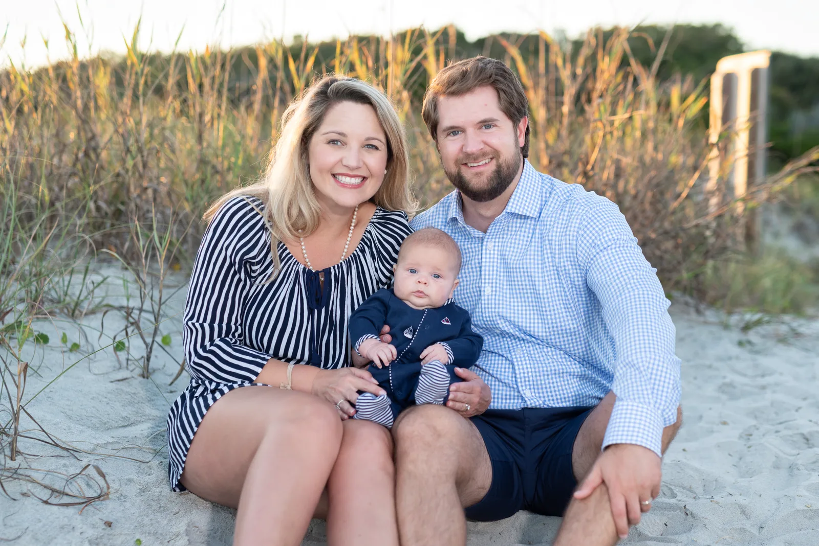 Mom and dad with baby boy - Huntington Beach State Park
