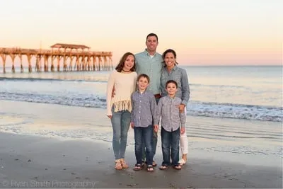 Family potrait on a cold winter evening