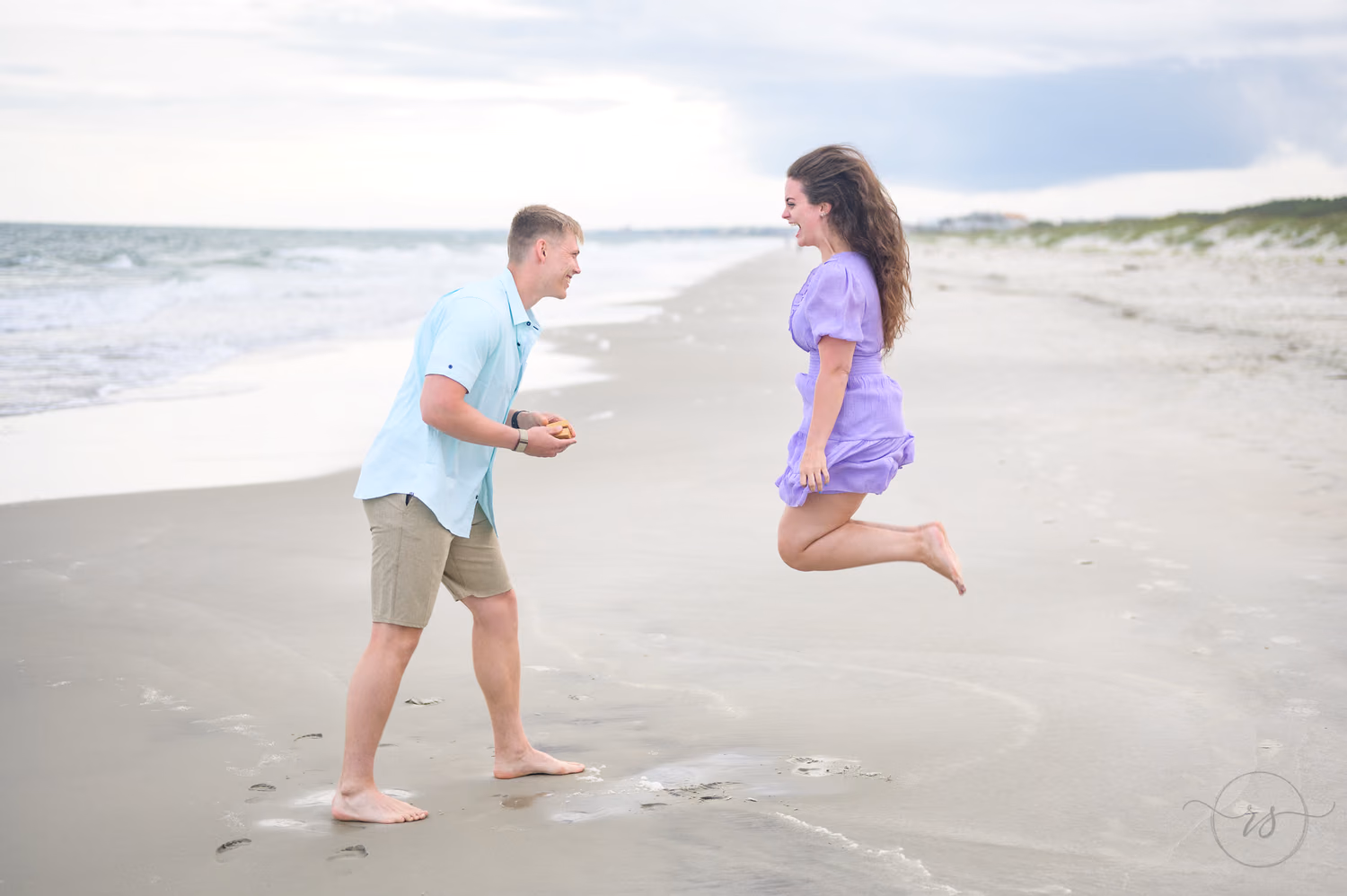 Jumping for joy during the surprise proposal - Huntington Beach State Park - Myrtle Beach
