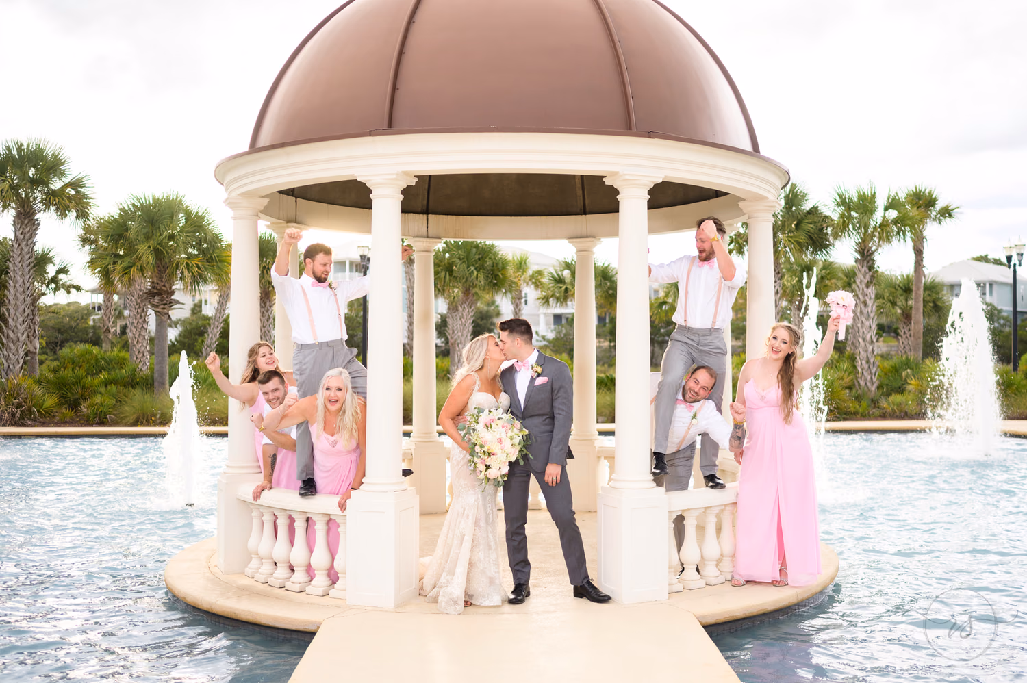 Kiss under the gazebo with the bridal party - 21 Main Events at North Beach