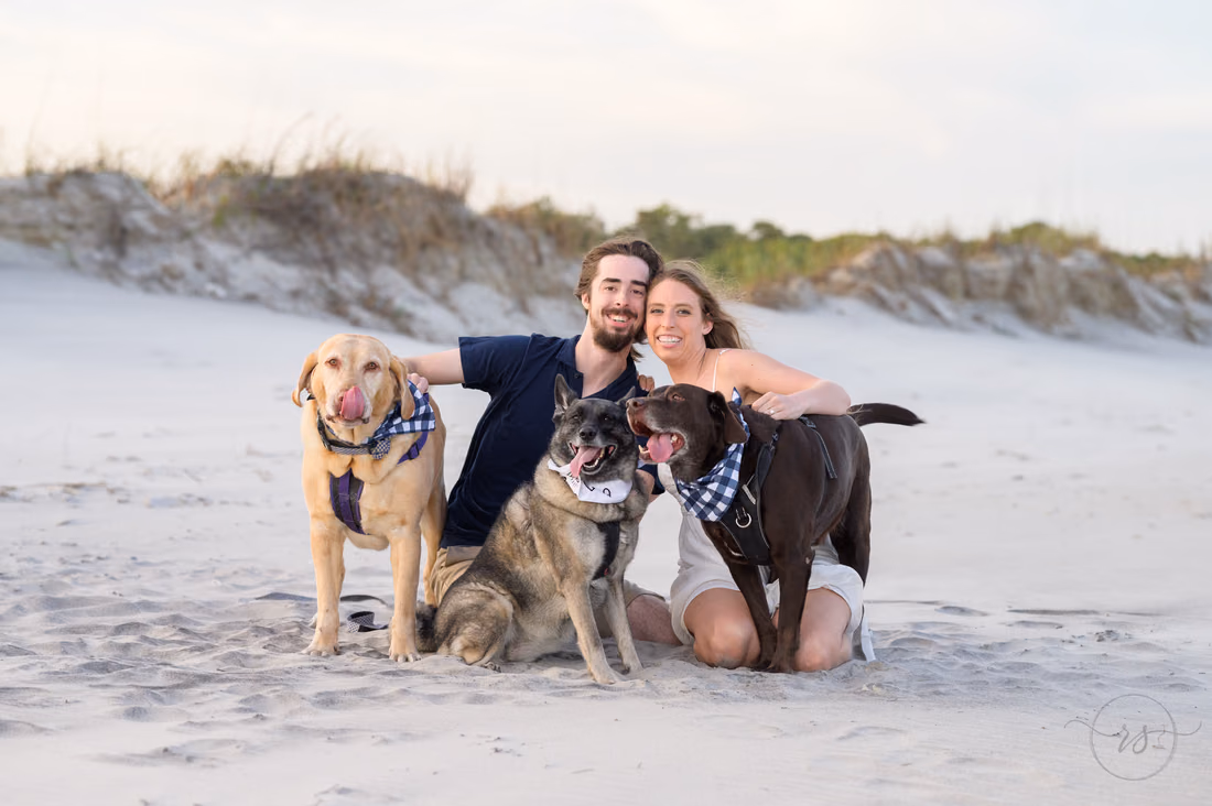 Windy day on the beach with the fur babies - Huntington Beach State Park