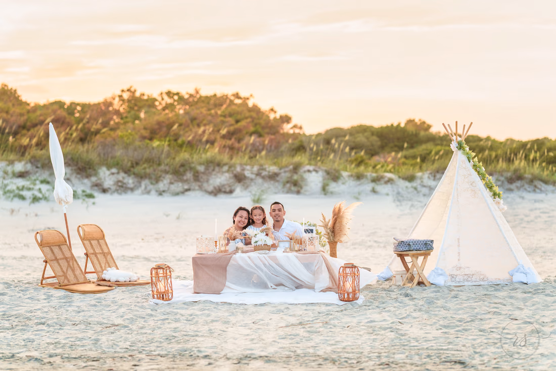 Beach picnic after surprise proposal - Huntington Beach State Park