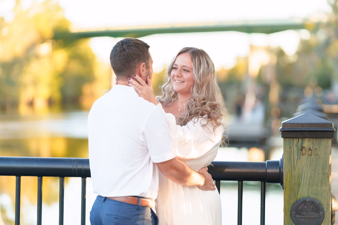 Loving smile looking at her fiance - Conway Riverwalk