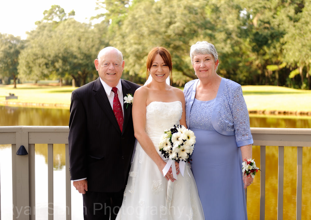 Family portrait with bride at the Holiday Cottage - Brookgreen Gardens - Murrells Inlet