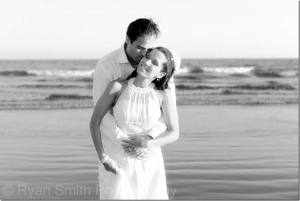 Black and white sunset wedding portrait - Beach house in Myrtle beach