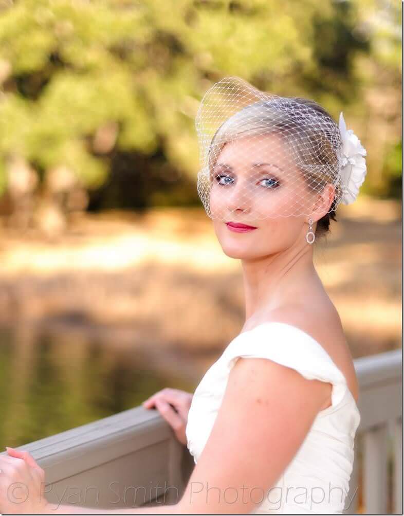 Bridal portrait by lake