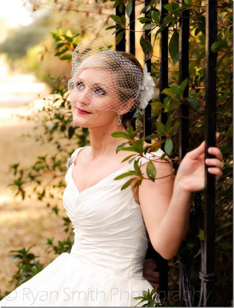 Bridal portrait near gate - Brookgreen Gardens - Holiday Cottage