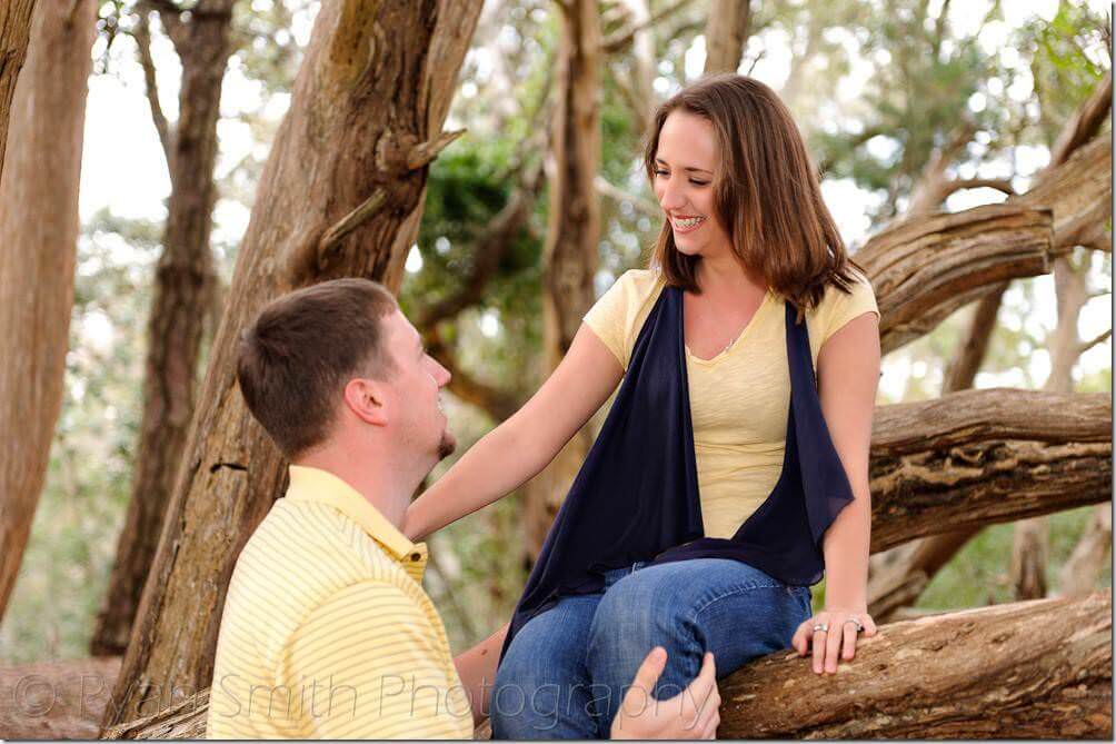 Couple having fun on the oak trees - Myrtle Beach State Park