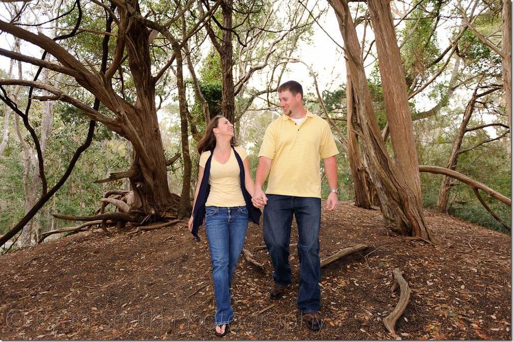 Walking hand in hand through the oak trees - Myrtle Beach State Park