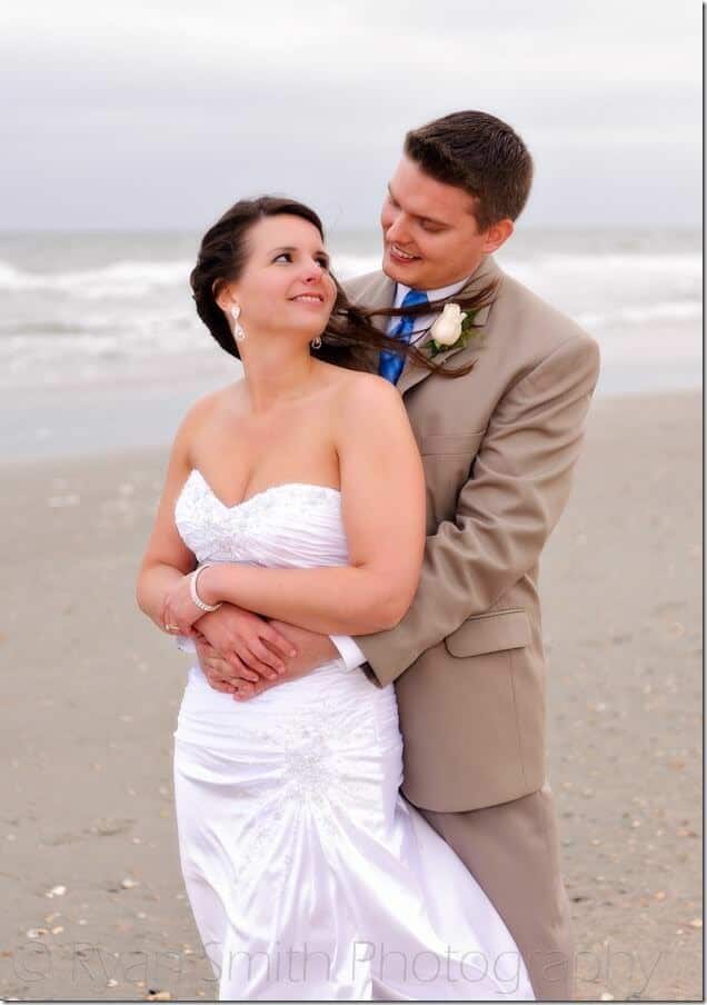 Bride and groom on the beach - Ocean Isle - NC