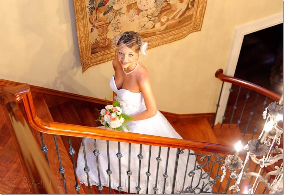 Bride walking up steps - Litchfield