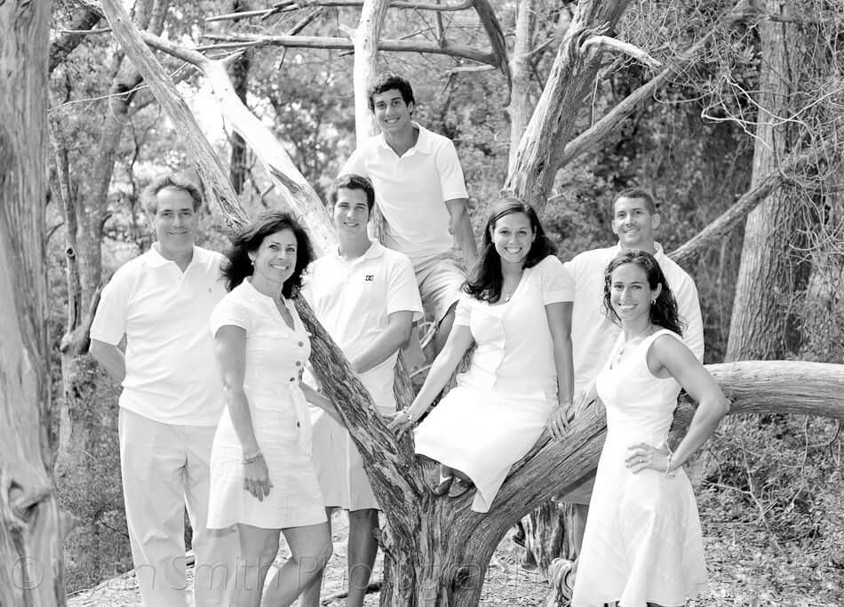 Fun adult family pictures in an old tree - Myrtle Beach State Park
