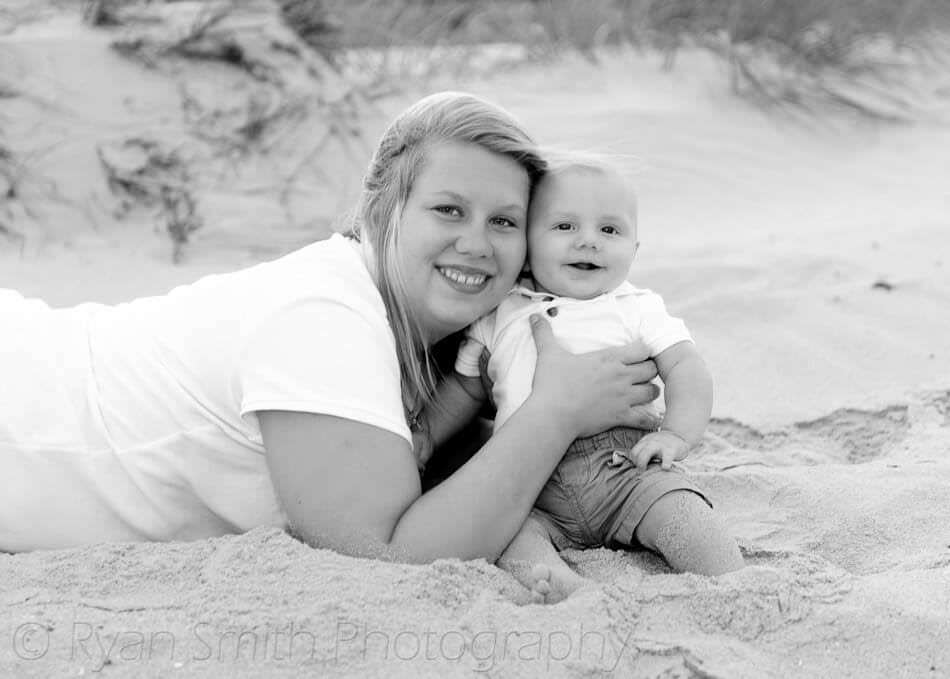Mom with smiling baby - Springmaid Beach