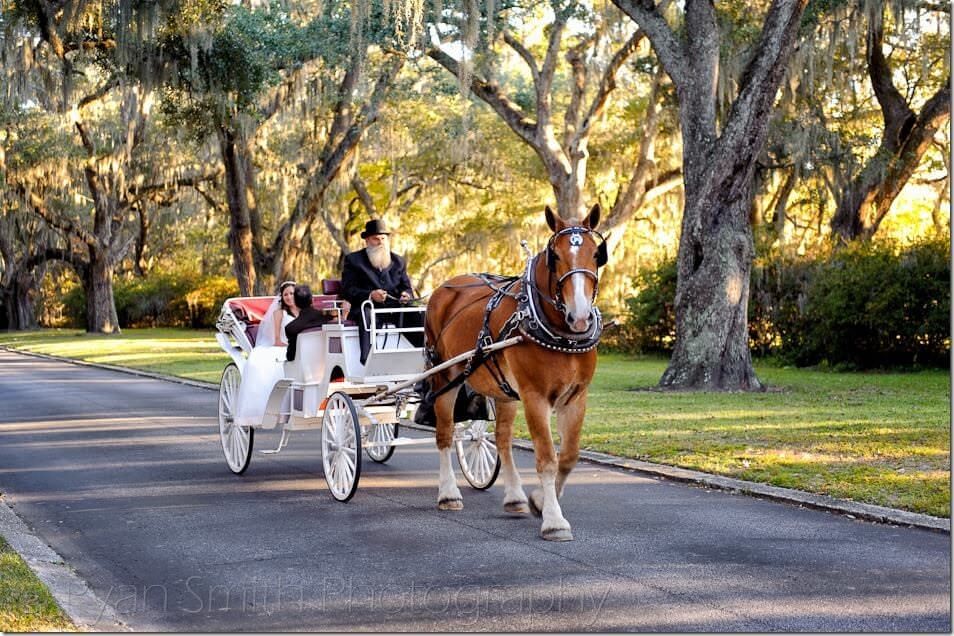 Bride arriving on carriage