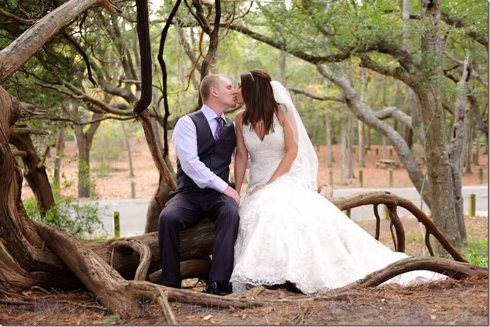 Couple sitting on oak tree root