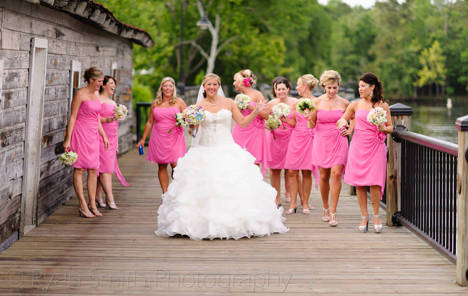 Bridesmaids having fun after the ceremony - Conway River Walk