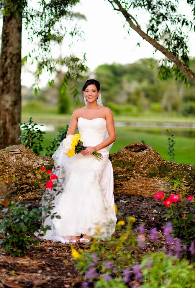 Bridal portrait in the flowers behind the clubhouse - Pawley's Plantation