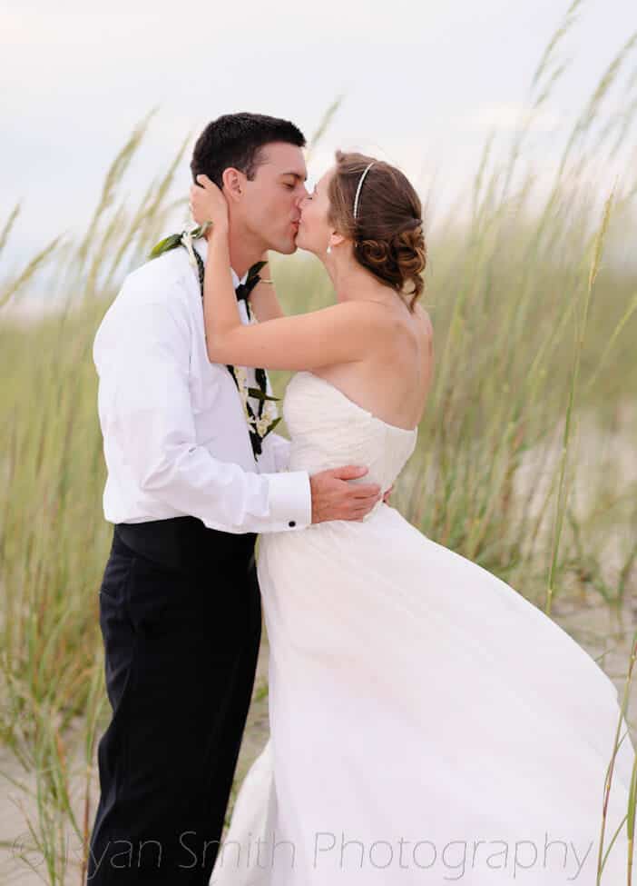 Kiss in front of the sea oats - Bald Head Island