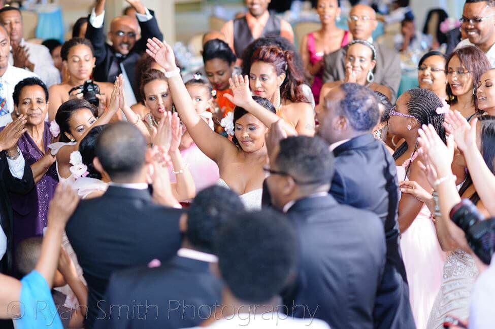 Fun ethiopian style dancing at the weding