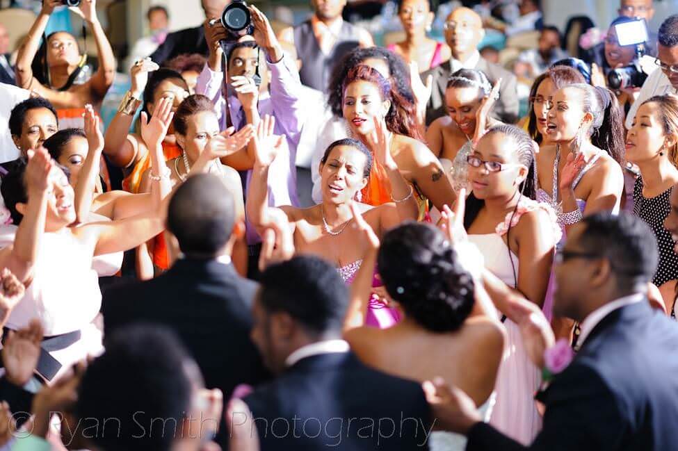 Fun ethiopian style dancing at the weding