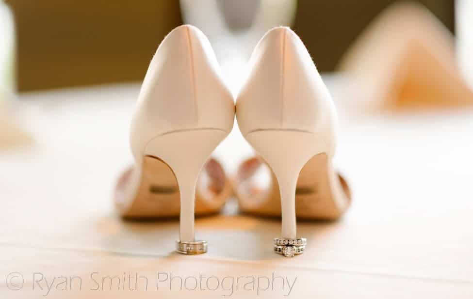 Rings on the bottom of the brides shoes