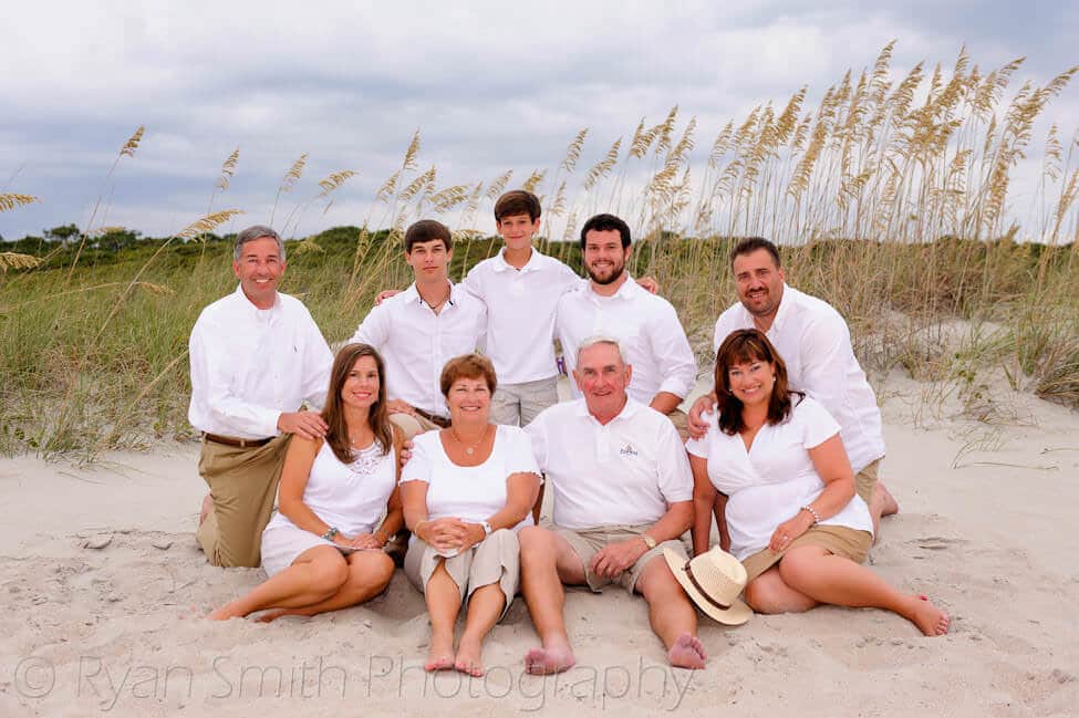 Family in front of the dunes - Myrtle Beach State Park