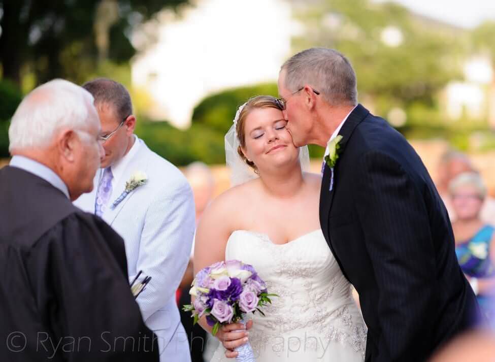 Dad kissing goodbye to the bride - Litchfield Beach and Golf Club