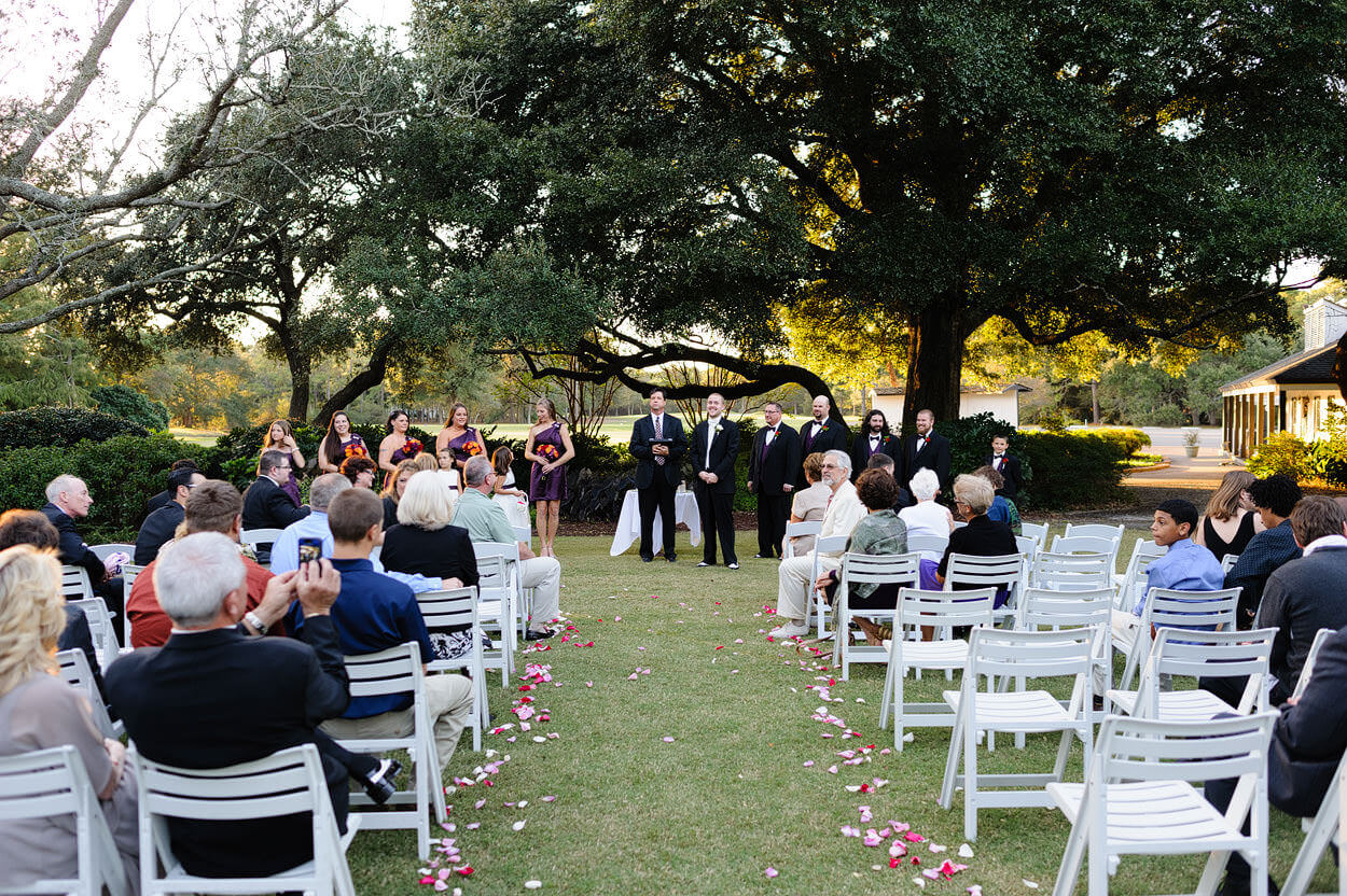 Sunset wedding ceremony at the Litchfield Country Club