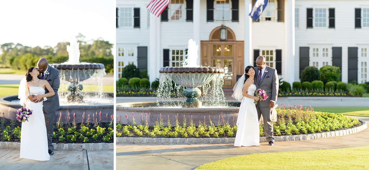 Portraits of bride and groom after ceremony at Pine Lakes Country Club