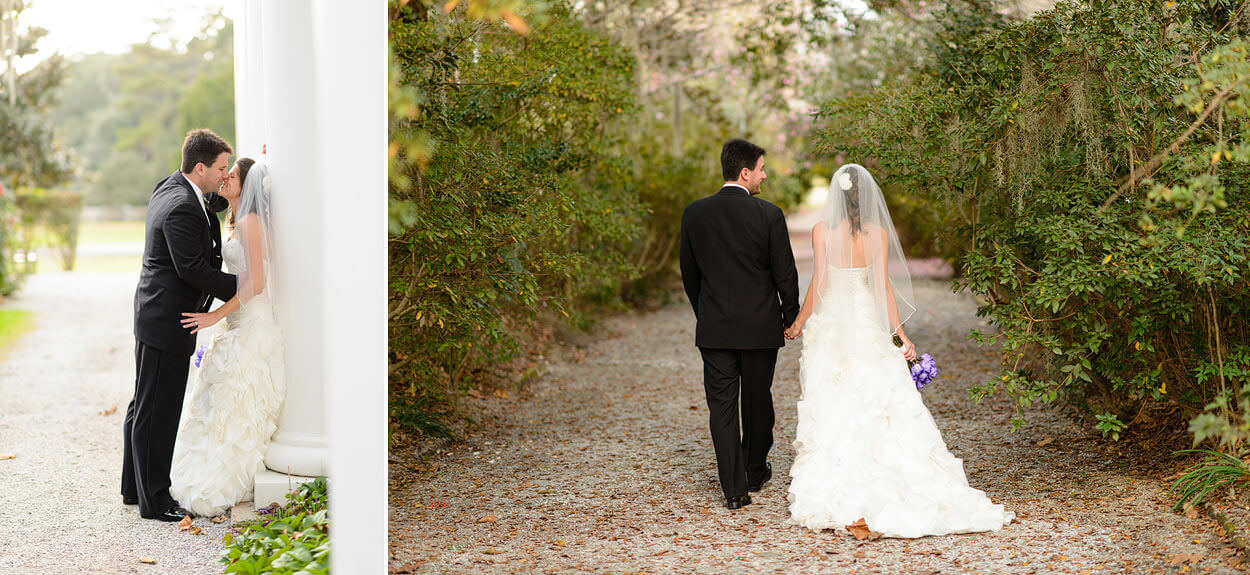 Romantic pictures with the bride and groom - Magnolia Plantation - Charleston