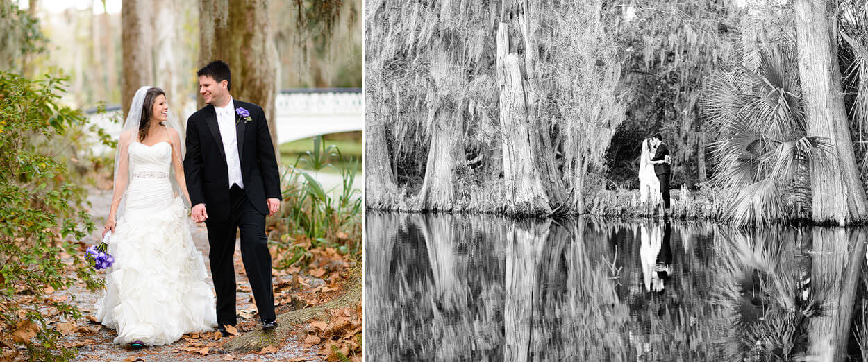 Kiss reflecting in a lake - Magnolia Plantation - Charleston