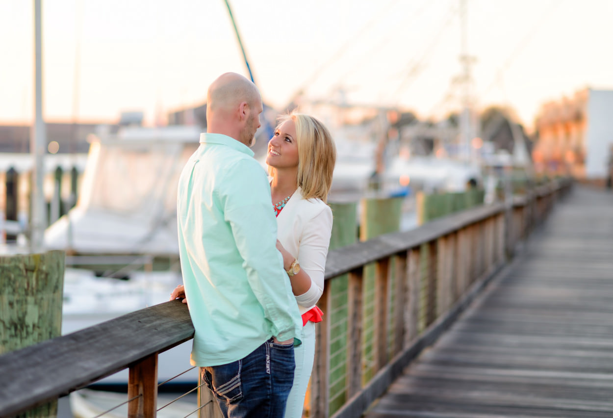 Smiling up at fiance - Georgetown Harbor Walk