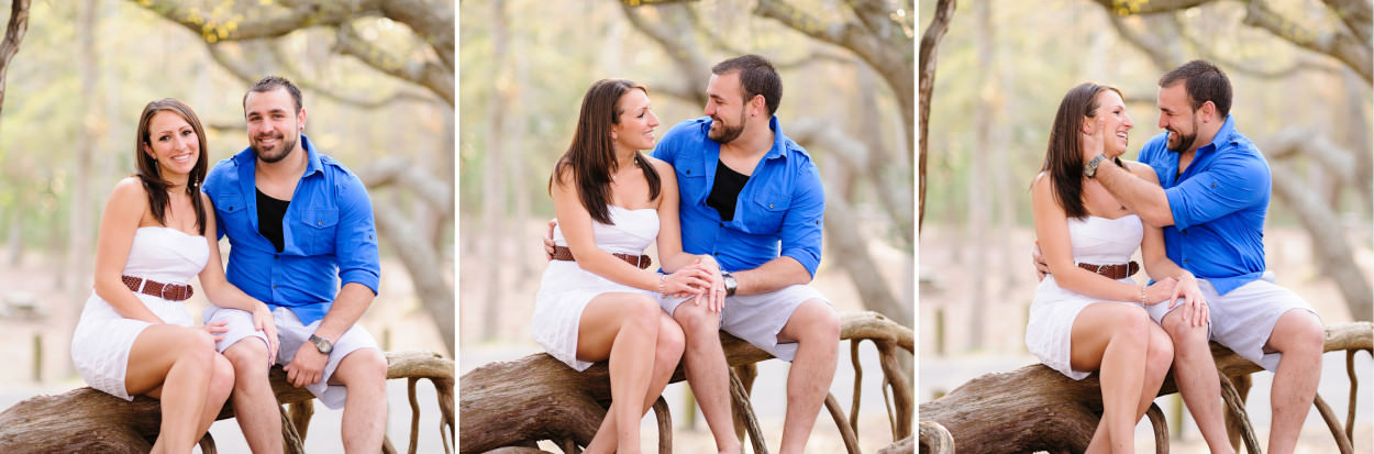 Couple sitting on the oak tree branch at the Myrtle Beach State Park