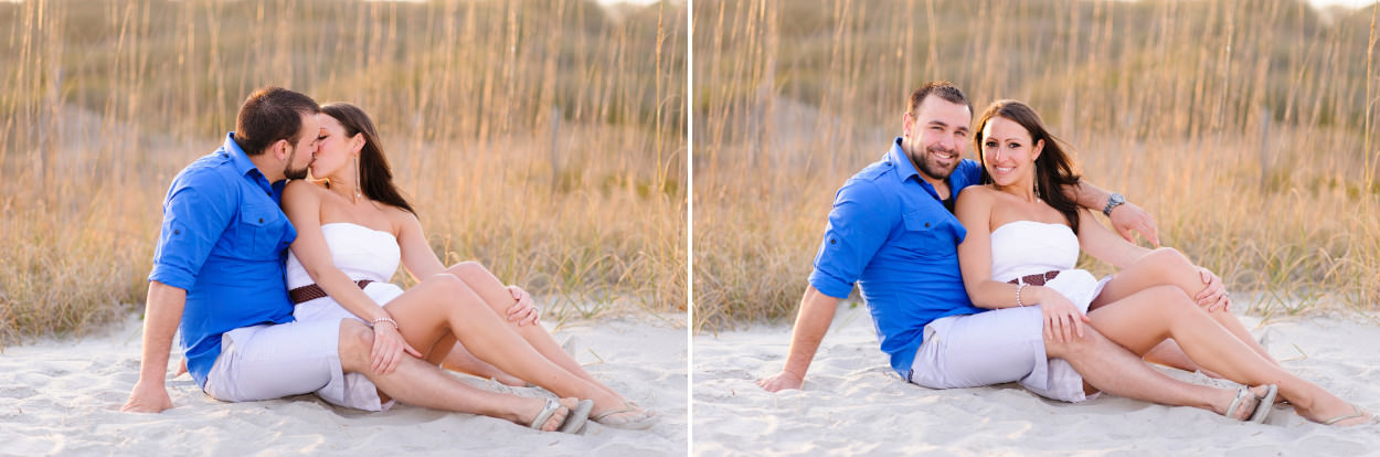 Couple laying together by the sea oats