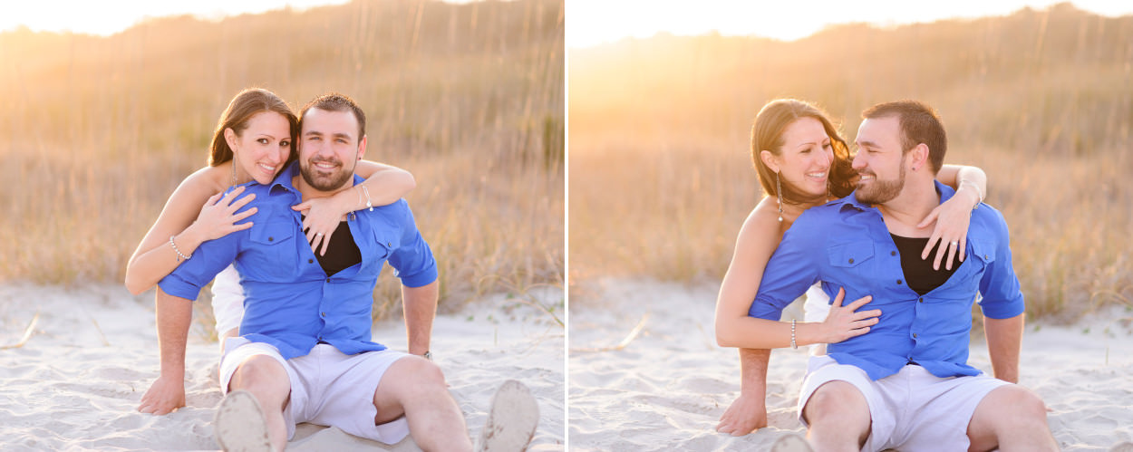 Engagement portrait in front of the sea oats - Myrtle Beach State Park