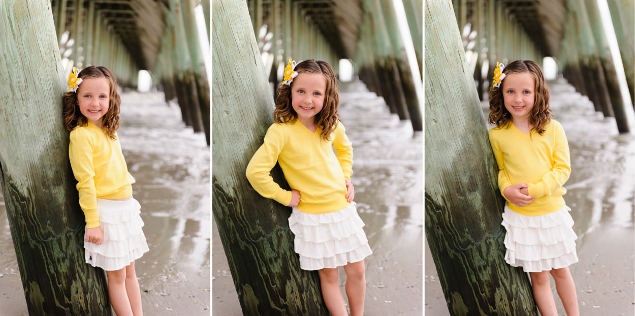 Cute portraits of little girl under the pier