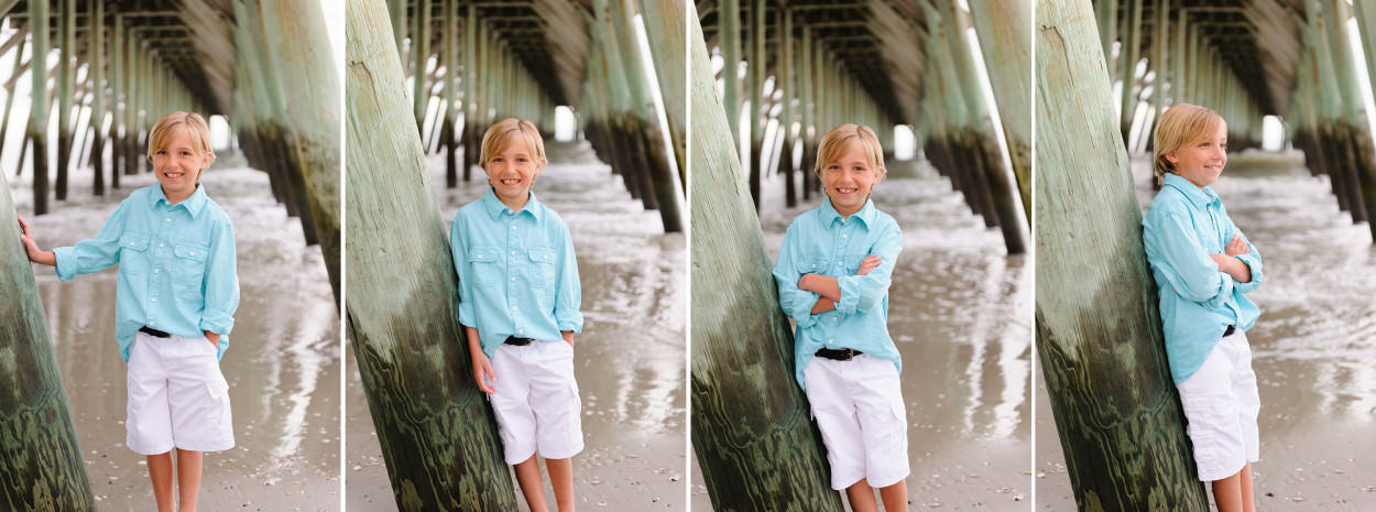 Portraits of little boy under the pier