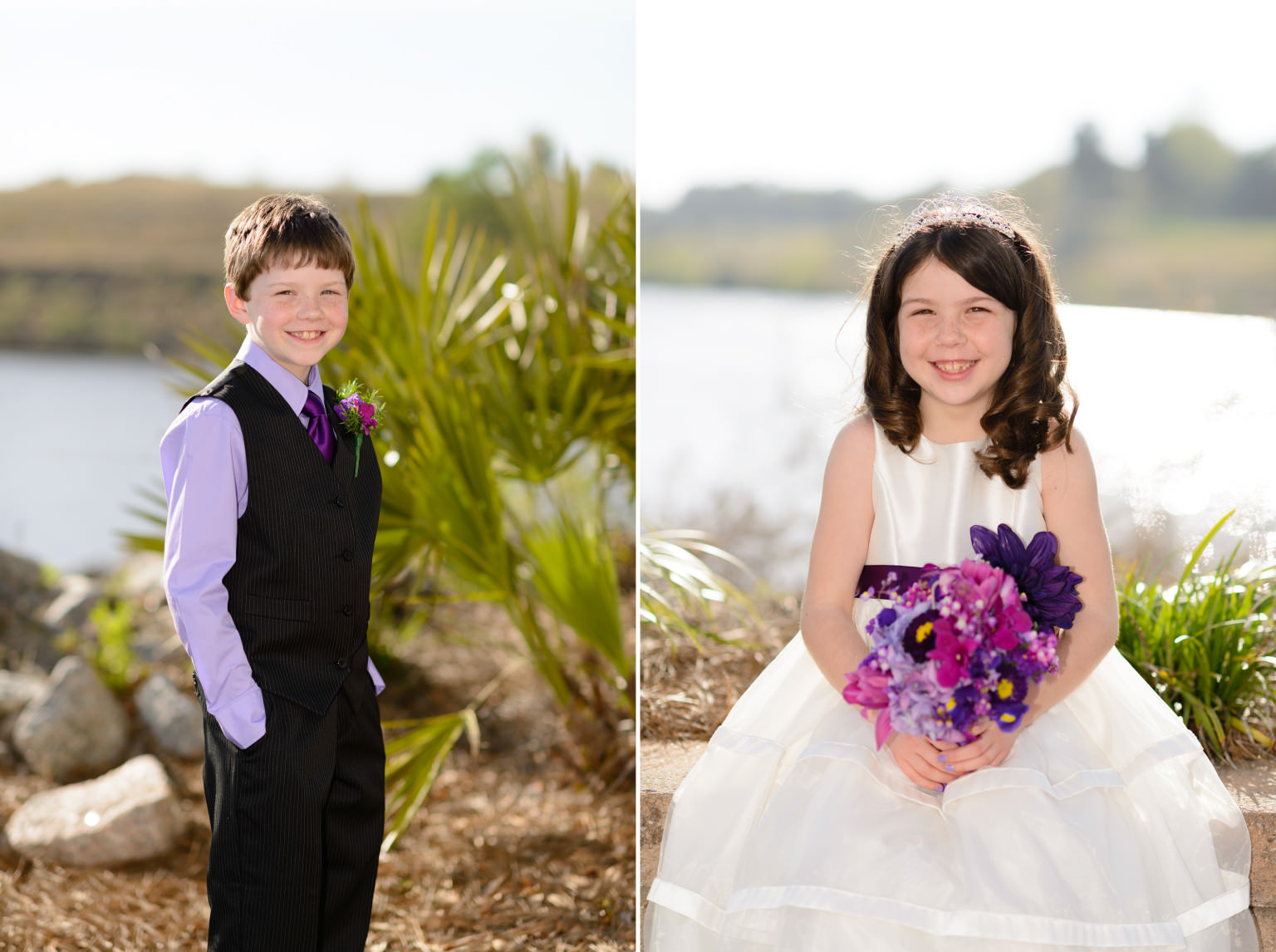 Cute shots of the bride's children after the wedding
