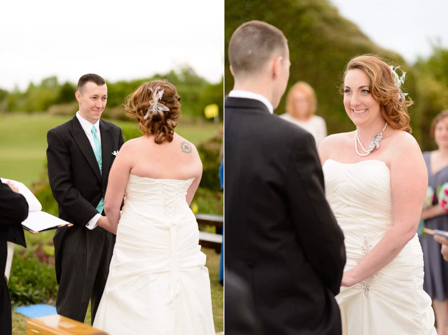 Closeups of couple - Wedding ceremony at the Barefoot Resort Love Course recreated ruins