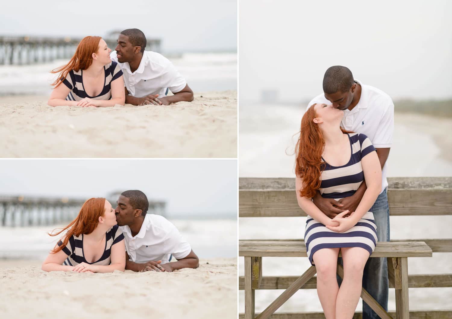 Couple kissing on the pier